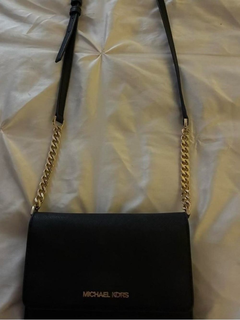 Michael Kors Black Crossbody with Gold Chain Strap